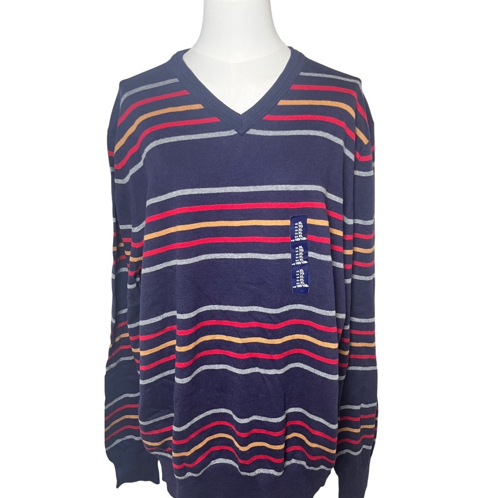Gap XL‎ Rugby Stripe V-Neck Sweater 100% Cotton NWT Preppy 2014
